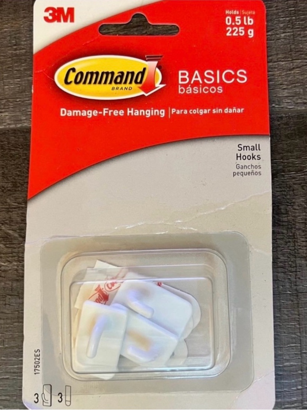 💞 New 3-Pack Small 3M Command Damage Free Hooks with Adhesive Strips